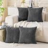 Cozoomy Set of 4 Dark Grey Decorative Throw Pillow Covers 18x18 Inch Corduroy Pillow Covers for Bed Couch Sofa Living Room Soft Square Cushion Cases view 1