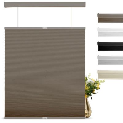 BERISSA Top Down Bottom Up Cordless Cellular Shades Pull Down Blackout Room Darkening Window Shades Honeycomb Blinds for Windows and Skylights,Brown,16" W x 64" H