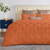 SLEEP-NEST Luxuries Decorative Alaskan King Pinch Duvet Cover Set 136" x 120" Oversized King 3 Piece with Zipper Closure 100% Egyptian Cotton Pintuck Cover for Comforter, Burnt Orange view 1
