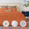 SLEEP-NEST Luxuries Decorative Alaskan King Pinch Duvet Cover Set 136" x 120" Oversized King 3 Piece with Zipper Closure 100% Egyptian Cotton Pintuck Cover for Comforter, Burnt Orange view 2