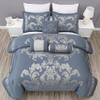 Chezmoi Collection Royale 7-Piece Jacquard Floral Comforter Set, Oversized Queen, Grayish Blue/Gray view 3