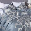 Chezmoi Collection Royale 7-Piece Jacquard Floral Comforter Set, Oversized Queen, Grayish Blue/Gray view 4