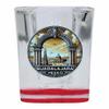 R and R Imports Guadalajara Mexico Souvenir 2 Ounce Shot Glass Square Red Base 2-Pack view 1