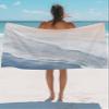 Blue Coastal Beach Beach Towel - 31x63 inch Sand Proof Water Absorbent Travel Towel for adults,Summer Ocean Waves Abstract Painting Quick Dry Pool Towel Travel Camping Blanket for Yoga Bathroom view 3