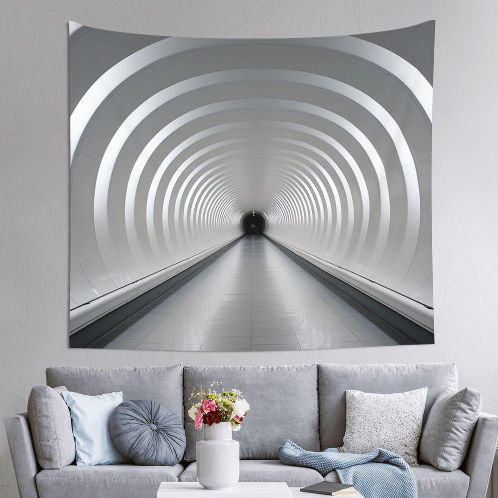 VTCTOASY Tapestry Wall Hanging for Living Room Decorates Wall Tapestries White Subway Tunnel Tapestries Wall Decoration for Bedroom Aesthetic Decor Wall Hanging (60 X 51 Inches)