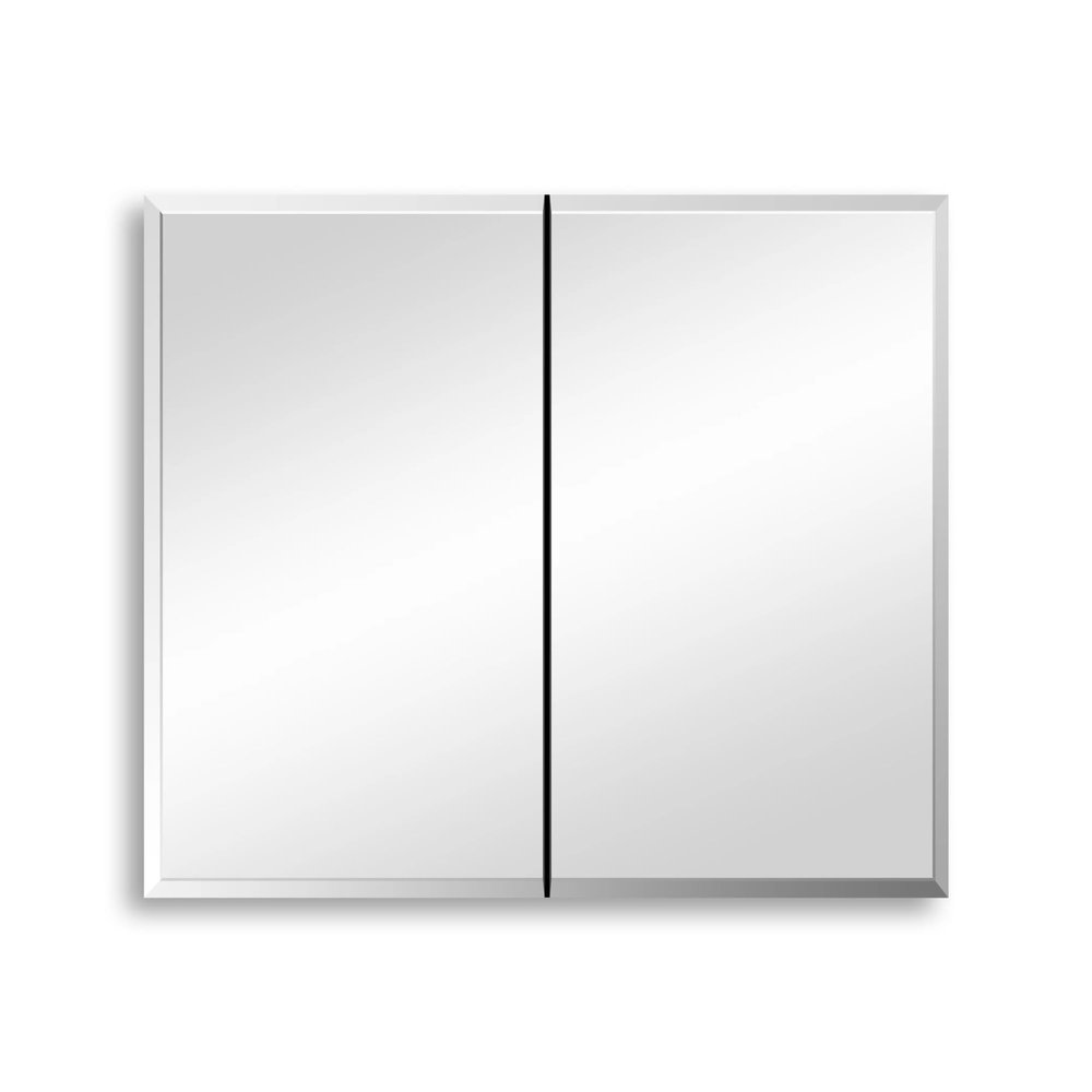 ZJSMP Bathroom Mirror, 30x26 Inch Double Door Mirror Medicine Cabinet Surface Mount or Recess Aluminum Bathroom Cabinet