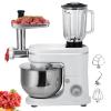 3-in-1 Household Kitchen Mixers with Stainless Steel 6 Liter Bowl, Kitchen Mixer with Blender and Meat Grinder, Electric Chopper for Meat Vegetables, with Meat Grinder/Stirring Stick,White view 1