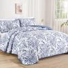WONGS BEDDING Quilt King Size, Blue Quilt Bedding Set with 2 Pillowcases, Botanical Quilt for King Bed, Soft Microfiber Lightweight Coverlet Bedspread for All Season (110"90", 3 Pieces) view 2