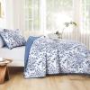 WONGS BEDDING Quilt King Size, Blue Quilt Bedding Set with 2 Pillowcases, Botanical Quilt for King Bed, Soft Microfiber Lightweight Coverlet Bedspread for All Season (110"90", 3 Pieces) view 3