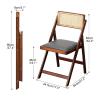 Folding Dining Chairs Set of 2, No Assembly Folding Chairs w/Padded Seats, Wood Foldable Kitchen Chairs, Easy to Store Extra Event Chairs, Padded Folding Chair for Wedding Guests Party(Brown) view 3