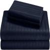 100% Cotton RV Sheets Set 4 PC - 400 TC - Soft and Smooth Bed Sheets for Campers, RV's & Travel Trailers Easy Fit Mattress up to 10 Inch Deep Pockets - Navy Blue Stripe - (72X80) CAMPER King Size view 1