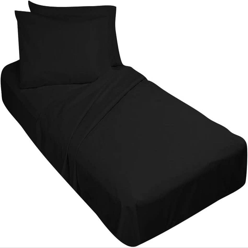 100% Cotton RV Sheets Set 4 PC - 400 TC - Soft and Smooth Bed Sheets for Campers, RV's & Travel Trailers Easy Fit Mattress up to 10 Inch Deep Pockets - Black Solid - (72X80) CAMPER King Size
