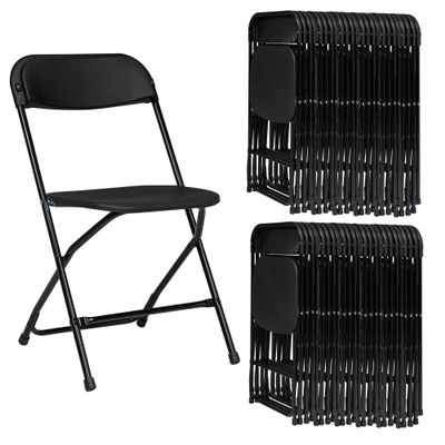 susici 100 Pack Black Plastic Folding Chairs for Outside Portable Indoor Outdoor Stackable Commercial Seat with Steel Frame for Office Wedding Party Patio Dinning Events Chair, 350lbs Capacity
