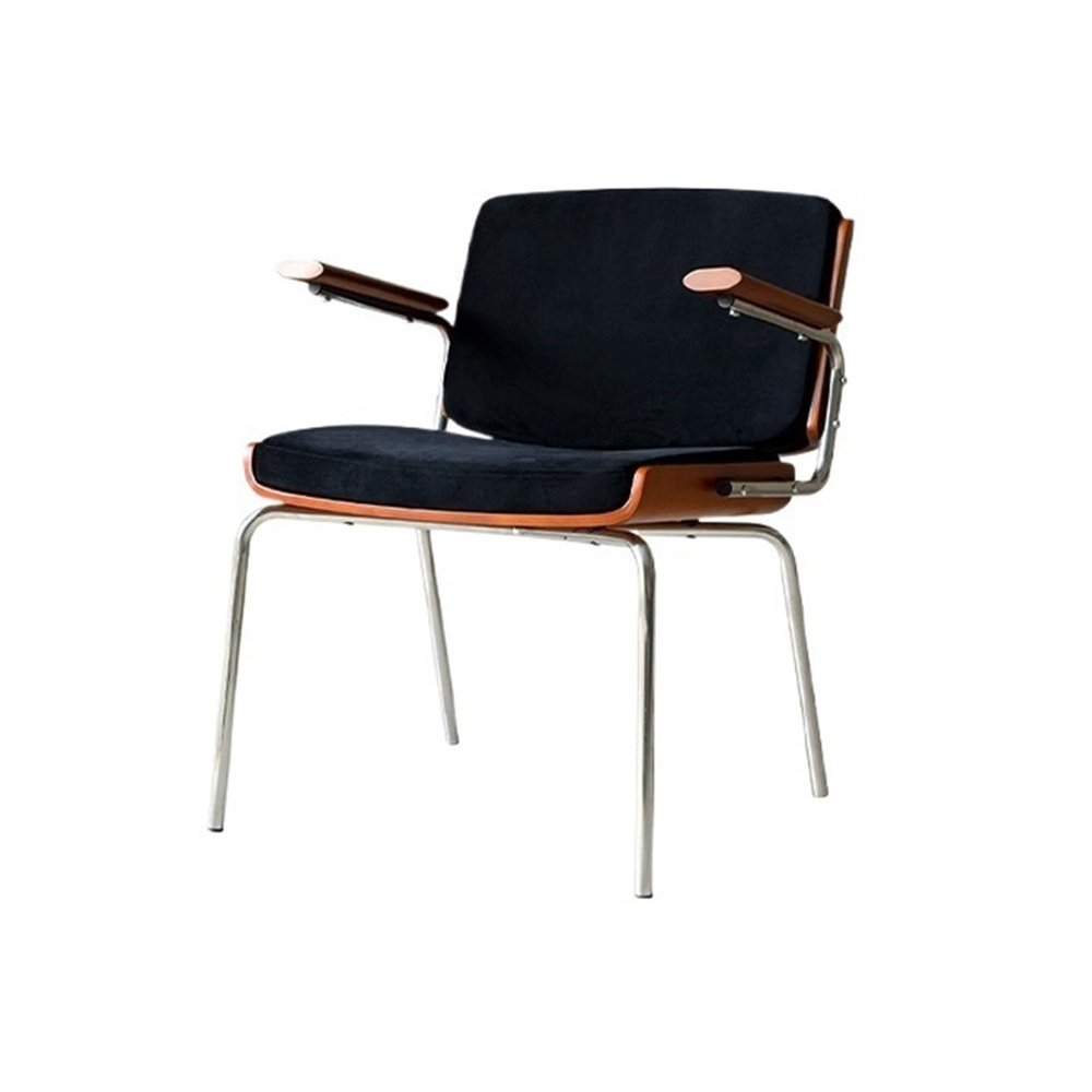 YXIANG56Q Dining Chairs Mid Century Dining Chairs with Wooden Handrail, Velvet Upholstered Armchair, Modern Kitchen Chairs for Bedroom Living Room Dining Room Kitchen Chair(Black), yuqing2022