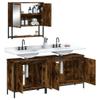 YELWHI 3 Piece Bathroom Furniture Set Smoked Oak Engineered Wood,Functional Bathroom Furniture Set with Ample Storage Space and WallMounted Mirror Cabinet Smoked Oak Bathroom Furniture, Bathroom Sets view 4