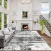 10x14 Area Rugs Washable Rug: Modern Abstract Living Room Rug Soft Anti-Skid Thin Carpet Indoor Floor Non-Shedding Carpets for Bedroom Dining Room Farmhouse Nursery Home Office Black Grey view 1