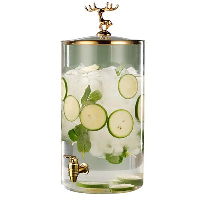 CAKERS Beverage Dispenser|Large Capacity Drink Dispenser With Glass Lid And Leak Proof Spigot|Wide Mouth Easy Filling|Juice Dispenser For Parties Daily Use,5L+ABS Spigot,No Stand, WEA596
