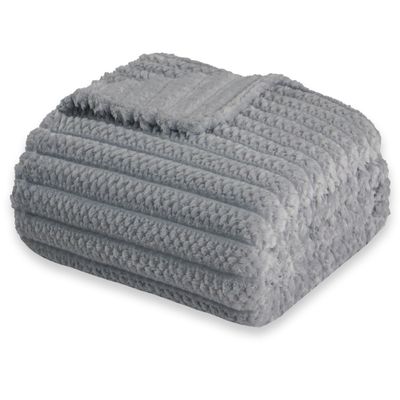 KORBLISS Super Soft Throw Blanket for Couch, Premium Silky Flannel Fleece with 3D Jacquard Wheat Decorative, Lightweight and Cozy for Sofa, Living Room, and All-Season Use, 50x60 Inches.Light Grey
