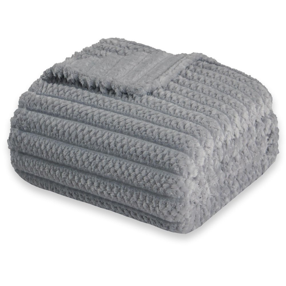 KORBLISS Super Soft Throw Blanket for Couch, Premium Silky Flannel Fleece with 3D Jacquard Wheat Decorative, Lightweight and Cozy for Sofa, Living Room, and All-Season Use, 50x60 Inches.Light Grey