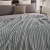 KORBLISS Super Soft Throw Blanket for Couch, Premium Silky Flannel Fleece with 3D Jacquard Wheat Decorative, Lightweight and Cozy for Sofa, Living Room, and All-Season Use, 50x60 Inches.Light Grey view 3