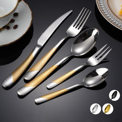 40-piece silverware flatware sets, 18/8 stainless steel flatware set, Hammered handle cutlery set, service for 8, bright hotel tableware set, dishwasher safe