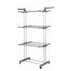 SENBAILU Folding Hanger Multifunctional Retractable Clothes Rack, Three-Layer Double-Rod Coat Rack, Detachable Floor, Standing Clothes Drying Rack Foldable Coat Hanger view 1