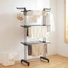 SENBAILU Folding Hanger Multifunctional Retractable Clothes Rack, Three-Layer Double-Rod Coat Rack, Detachable Floor, Standing Clothes Drying Rack Foldable Coat Hanger view 4