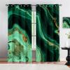 Luxury Blackout Curtains, Emerald Green Gilded Marble Texture Printed Curtains, Washable Energy Saving Window Drapes for Living Room Bedroom Kitchen Office Hotel 2 Panels - 2x54 Wx84 L view 2