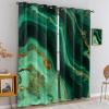 Luxury Blackout Curtains, Emerald Green Gilded Marble Texture Printed Curtains, Washable Energy Saving Window Drapes for Living Room Bedroom Kitchen Office Hotel 2 Panels - 2x54 Wx84 L view 3