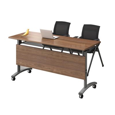JSLXNDM Foldable Meeting Table, Flip Top Mobile Training Table with Lockable Wheels, Small-Folding Gaming-Laptop Home-Office Desks for Small Spaces 120x50x75cm(47.2x19.7x29.5in) Brown