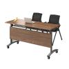 JSLXNDM Foldable Meeting Table, Flip Top Mobile Training Table with Lockable Wheels, Small-Folding Gaming-Laptop Home-Office Desks for Small Spaces 120x50x75cm(47.2x19.7x29.5in) Brown view 1