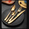 90-piece gold silverwaresets, 18/8 stainless steel flatware set, kitchen cutlery utensil set, service for 18, dishwasher safe, bright hotel tableware set view 2