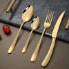 90-piece gold silverwaresets, 18/8 stainless steel flatware set, kitchen cutlery utensil set, service for 18, dishwasher safe, bright hotel tableware set view 3
