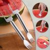 2-in-1 Stainless Steel Fruit Cutter, Upgraded Watermelon Slicer, Dual Head Fruit Forks for Home, Kitchen, Camping (3pcs) view 4