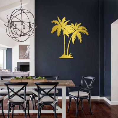 Large Metal Palm Tree Wall Art,Banana Plants Decor,Metal Palm Tree Wall Decor for Bedroom(26" x 24"/67x60cm, Gold)