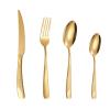 72 piece gold silverware set for 18, 18/8 stainless steel cutlery set, fork spoon knife set, hammered handle flatware set for family dinning gathering corporate, dishwasher safe view 1