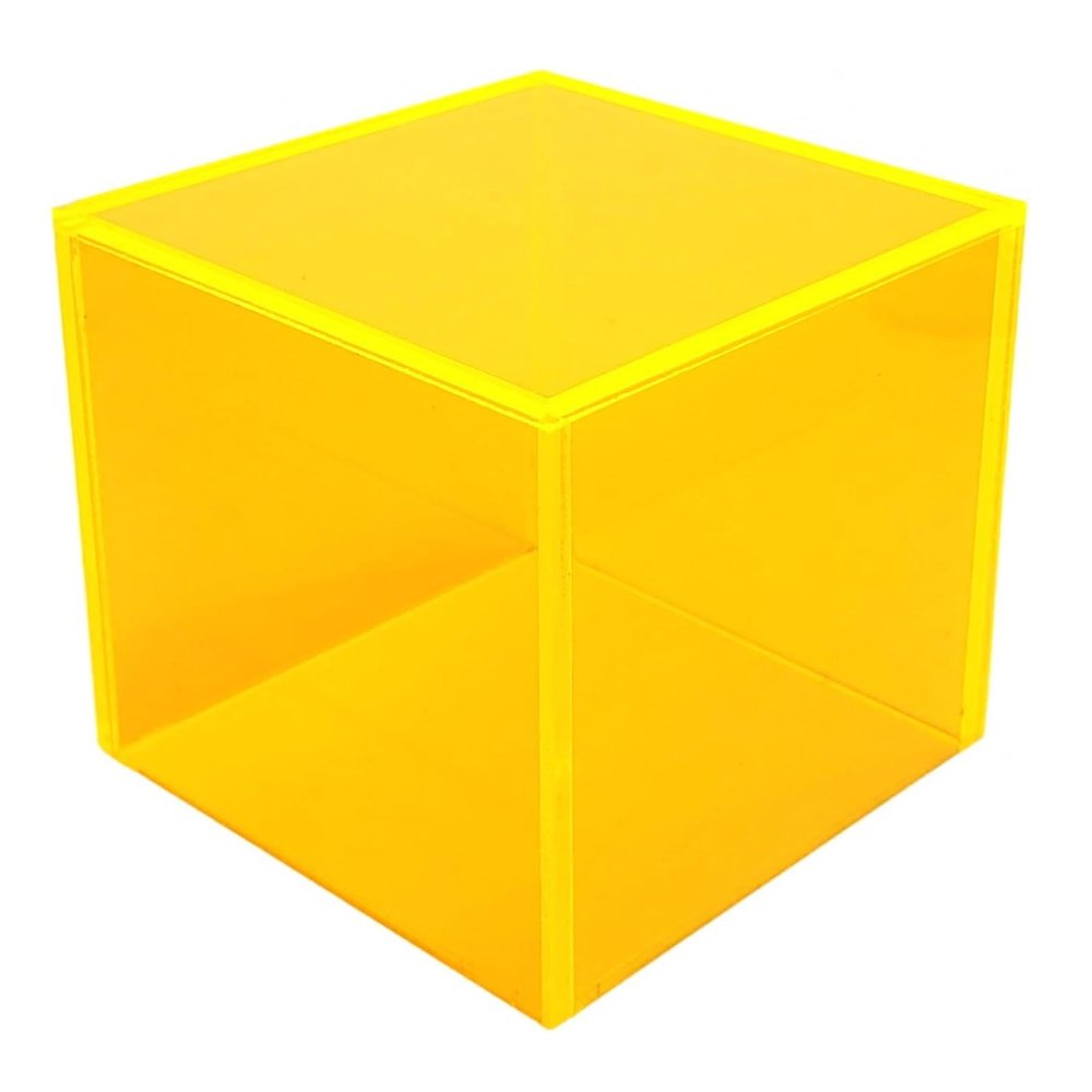2" x 2" x 2" Acrylic Display Box  True 2-Inch Outer Dimensions  Mini Display Cube  Handmade  Premium Acrylic (Neon Yellow)