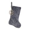 Pxniy 19.5 Inch Embossed Stripe Christmas Stocking,Personalized Xmas Stocking with Gold Wooden Initial Monogram,Fireplace Christmas Party Decoration and Xmas Gift(Gray,Letter M) view 1