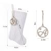 Pxniy 19.5 Inch Embossed Stripe Christmas Stocking,Personalized Xmas Stocking with Gold Wooden Initial Monogram,Fireplace Christmas Party Decoration and Xmas Gift(White,paw) view 2