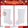 Pxniy 19.5 Inch Embossed Stripe Christmas Stocking,Personalized Xmas Stocking with Gold Wooden Initial Monogram,Fireplace Christmas Party Decoration and Xmas Gift(White,paw) view 4