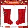 Pxniy 19.5 Inch Embossed Stripe Christmas Stocking,Personalized Xmas Stocking with Gold Wooden Initial Monogram,Fireplace Christmas Party Decoration and Xmas Gift(Red,Letter L) view 4