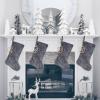 Pxniy 19.5 Inch Embossed Stripe Christmas Stocking,Personalized Xmas Stocking with Gold Wooden Initial Monogram,Fireplace Christmas Party Decoration and Xmas Gift(Gray,Letter J) view 4