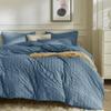 JELLYMONI Sierra Blue Duvet Cover King Size, 3pcs Washed Microfiber Bedding Set, Soft Breathable Seersucker Duvet Cover Set with Zipper Closure and Corner Ties for All Seasons view 1