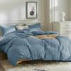 JELLYMONI Sierra Blue Duvet Cover King Size, 3pcs Washed Microfiber Bedding Set, Soft Breathable Seersucker Duvet Cover Set with Zipper Closure and Corner Ties for All Seasons view 3