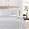 BOURINA Ultrasonic Quilt Set Bedspreads 3-Piece Bedding Set Pre-Washed Microfiber Ultra Soft Lightweight Flower Coverlet Set for All Season, King White view 2