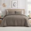 BOURINA Ultrasonic Quilt Set Bedspreads 3-Piece Bedding Set Pre-Washed Microfiber Ultra Soft Lightweight Flower Coverlet Set for All Season, Queen Taupe view 1