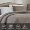 BOURINA Ultrasonic Quilt Set Bedspreads 3-Piece Bedding Set Pre-Washed Microfiber Ultra Soft Lightweight Flower Coverlet Set for All Season, Queen Taupe view 3