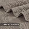 BOURINA Ultrasonic Quilt Set Bedspreads 3-Piece Bedding Set Pre-Washed Microfiber Ultra Soft Lightweight Flower Coverlet Set for All Season, Queen Taupe view 4