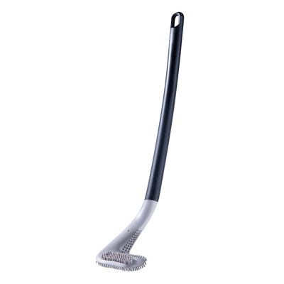 Toilet Brush Holder Toilet Brush Household No Dead Corner Wash Bathroom Cleaning Silicone Long Handle Wall-mounted Toilet Brush Wall-mounted Toilet Brush Toilet Brush Holders(Black)