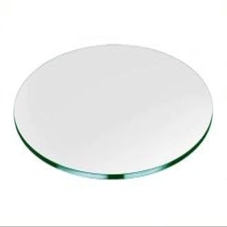 HUZJIEHUI 48" Round Tempered Glass Shelf Panel Table Top Clear,Thick Beveled Edge&Thick Flat Polished Edge